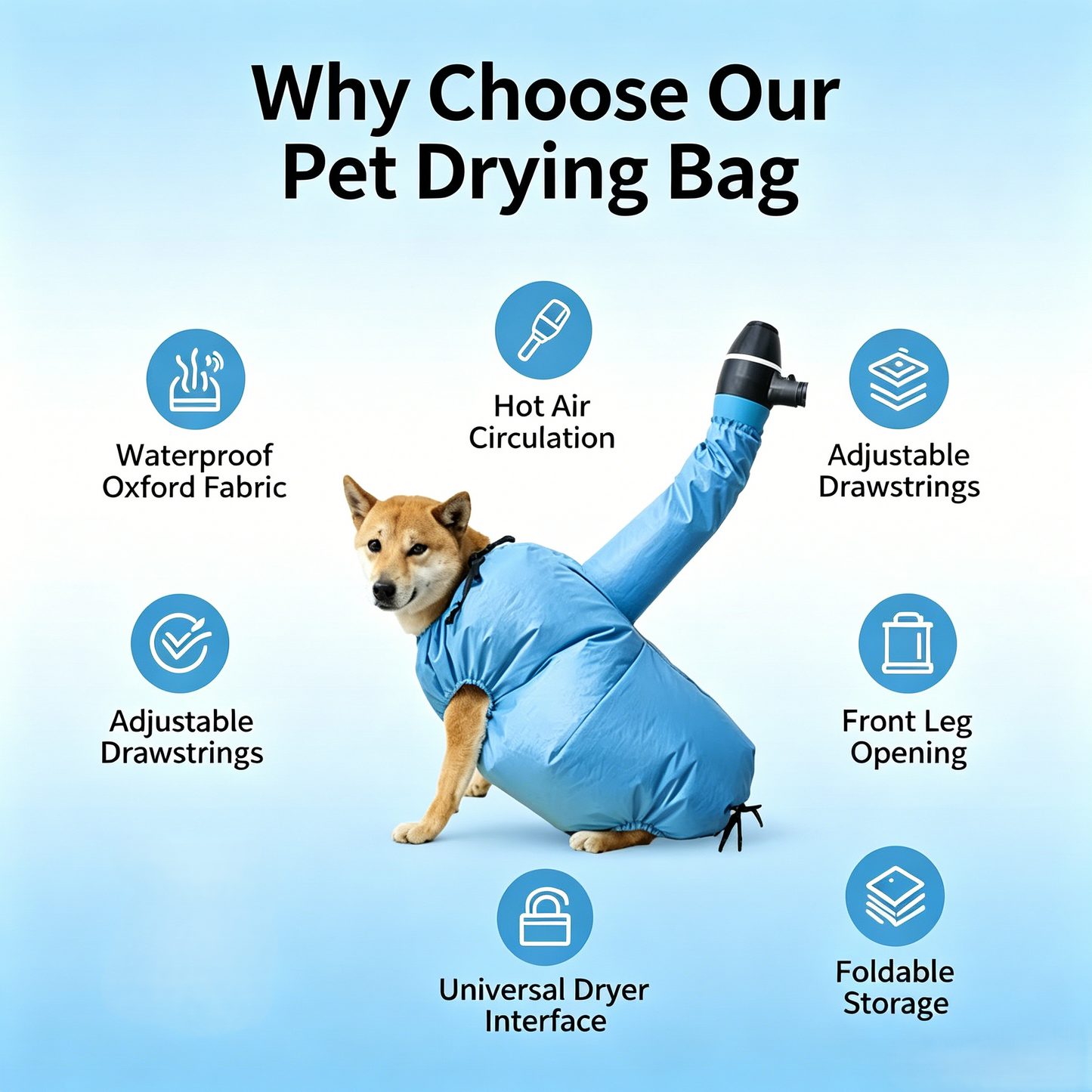 Drying Bag – Quick Dry Pet Hair Drying Suit for Small, Medium & Large Dogs and Cats